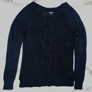 Apt 9 Long Sleeve Sweater Cable Knit Raised Knit Black Women XS Preppy Winter